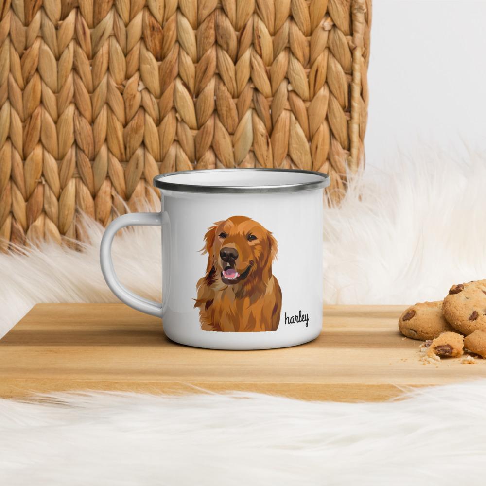 Personalized Pet Portrait Enamel Camp Mug