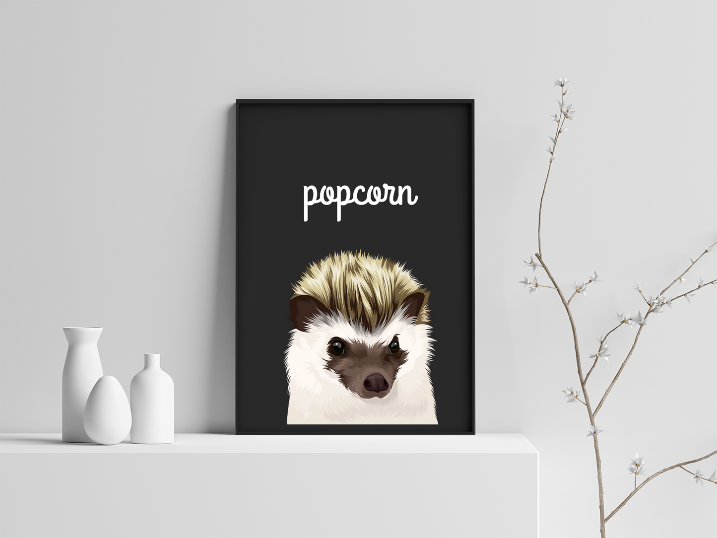 Script Cursive Font Framed Pet Portrait