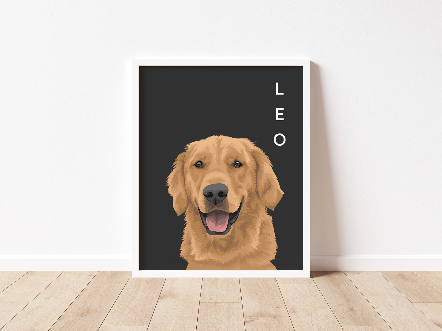 Classic Capitalized Font Framed Pet Portrait