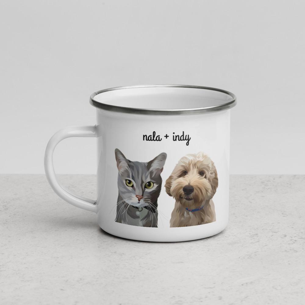 Personalized Pet Portrait Enamel Camp Mug