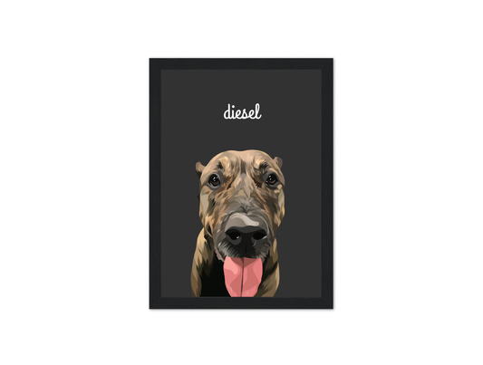 Script Cursive Font Framed Pet Portrait