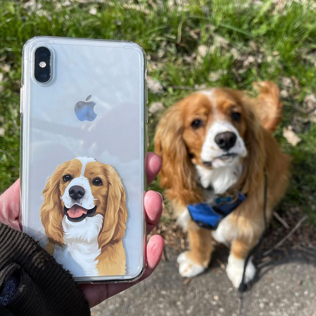 cute little spaniel smiling on phone case long hair golden