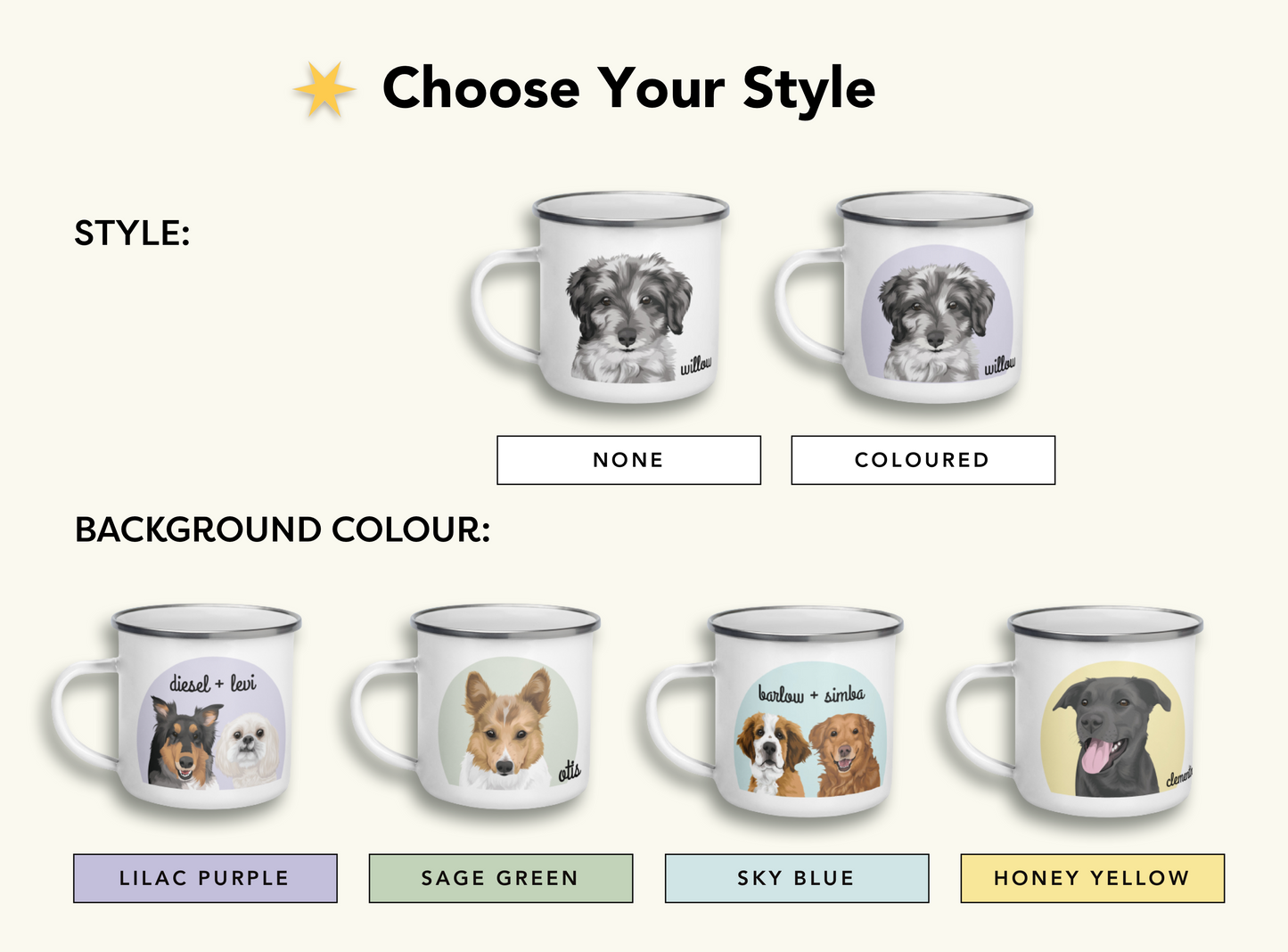 Personalized Pet Portrait Enamel Camp Mug
