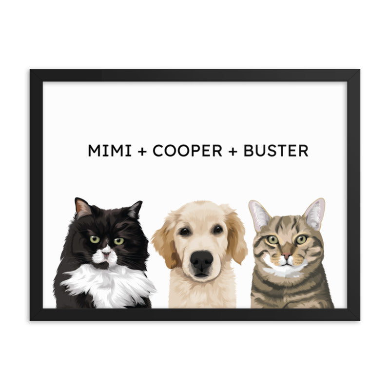 Multiple Pets Framed Portrait
